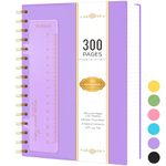 NIRMIRO A5 Notebook Notepad, 300 Pages Wirebound Spiral Notebooks for Women Writing, Hardback Thick Note Book with 100GSM Lined Paper, No Bleed, PVC Cover Note Pads Writing Pad, 14.5 x 20.7cm, Purple