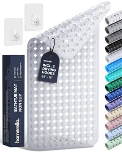 Bathtub Mat Non Slip 35x16 - homerella® Bath Mat Incl. Hooks for Drying, Extra Long, 100% BPA Free, Shower Mat Non Slip Anti Mold, Machine Washable, Shower Mats for Inside Shower Mildew Resistant
