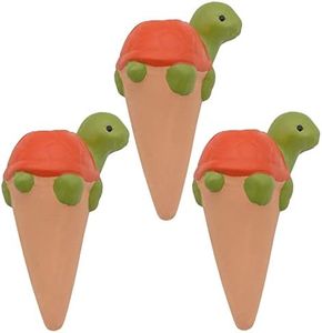 Esterno Turtle Self-Watering Spikes (3-Pack); Terracotta Clay Plant Auto-Watering Stakes, Turtle-Shaped