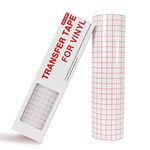 YRYM HT Transfer Tape for Vinyl, 12”x 30 Feet(30.5 * 914cm) Transfer Tape with Red Alignment Grid Medium Tack Vinyl Transfer Tape Roll for Decals,Signs, Windows and Stickers