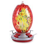 The Autostory Hummingbird Feeder, Hand-Blown Glass, Leak-Proof, Easy to Clean & Rustproof. Four Attractive Feeding Port Design, Perfect for Garden Decoration and Attracting Humming birds (Red Phoenix)