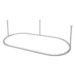 Naiture Stainless Steel Oval Shower Curtain Rod with Ceiling Support for Clawfoot Tub in 54" L X 30" W, Chrome Finish