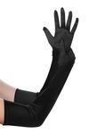 BABEYOND Long Evening Gloves Satin Elbow Gloves Bridal Fancy Dress Gloves Wedding Prom Opera Gloves 1920s Style for Women (Long Smooth 52cm/Black)(Size: Adult Size (Length 52cm))