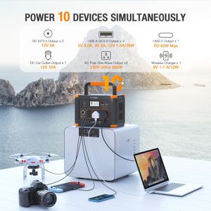 GRECELL 1000W Portable Power Station – 999Wh Solar Generator, 2 AC Outlets, 10-Port Backup for Camping & Emergency