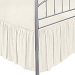 LINEN BEDDING Ivory Solid Queen Ruffled Bed Skirt 21 Inch Drop Split Corner with Platform Bed Skirt Easy Fit Gathered Style, 3 Sided Ruffle Bed Skirt Queen Size Ivory