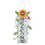 Happyyami Home Decor Spring Decor Vintage Metal Welcome Sign Metal Sunflower Welcome Sign for Door Decoration Patio Fence Indoor Outdoor Wall Art Outdoor Decor Front Door Wreath