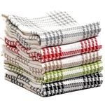 Olivia Rocco Pack of 5 Houndstooth Kitchen Tea Towels Cotton Super Absorbent Quick Drying Soft Towel Cloth, Assorted