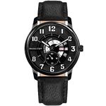 SWADESI STUFF Relics Skeleton Day & Date Dial Premium & Luxurious Genuine Leather Black Strap Analog Watch for Men