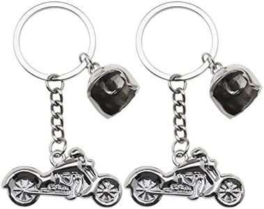 EMSea 2pcs Motorbike Keyring Motorcycle Keychain Personalised Motorbike Silver Helmet Keyring Zinc Alloy Silver for Key Purse Handbag Decoration