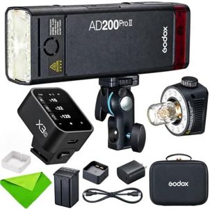 GODOX AD200 Pro II AD200Pro II 200Ws 2.4G Flash with Godox X3-C Trigger for Canon, 500 Full Power Flashes, 0.01-1.8s Recycling TTL Speedlite Pocket Monolight Strobe Flash (Upgraded Godox AD200 Pro)