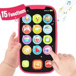 Baby Toys for 1 Year Old Girl Gifts Baby Toys 6-12 Months, 15 Functions Baby Kids Toddler Toys Phone with Music & Light Baby Girl Toys 1 Year Old Toys for 1 2 + Year Old Girl Boy Girl Toys Gifts- Pink