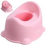 Navaris Potty Training Toilet With Lid - Fun & Efficient Learning Toddler Bathroom Trainer - Easy To Clean Unisex Baby Potty - for Girls and Boys - Pink