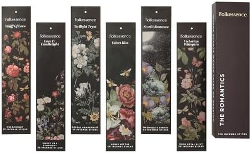 Folkulture Incense Sticks - Set of 6 Insenses (120 Insence Sticks) - Honey Nectar, Sweet Pea, Mangolia & Santal, Grapefruit, Rose Petal and Oud Inscents Or Inciensos, Slow Burning Incents (Romantics)