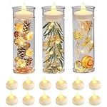 NAKIHOUSE LED Tea Lights Warm White Floating Candles, 12 Pack Waterproof Flameless Candles, Battery Operated Flickering Tea Lights for Wedding, Birthday Party, Bath, Hot Tub, Spa, Pool, Pond