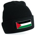 Spoilt Rotten Brand Palestine Flag Adults Black Beanie Hat Unisex Design