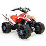 INJUSA - Honda ATV 12V Electric Quad, for Children +2 Years, with Reverse Gear, Rubber Bands on Wheels and Pedal Accelerator, Max. Speed 6 km/h, Red Colour