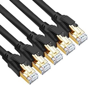 Yauhody CAT 8 Ethernet Cable, 3ft (5 Pack) Ultra High Speed 40Gbps 2000MHz SFTP 26AWG CAT8 Cable LAN Internet Network Cord with Gold Plated RJ45 Connector for Gaming,Router,Modem,PC(3ft/5 Pack/Black)