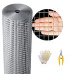 JSFURN Hardware Cloth 1/2 inch 48 x 50 ft, 19 Gauge Galvanized fine Wire mesh with Cutting Plier & A Pair of Gloves, Chicken Wire mesh Roll for Garden Fencing & Pet cage