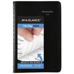 AT-A-GLANCE 2024 Daily Planner, DayMinder, Hourly Appointment Book, 5" x 8", Small, Black (SK440024)