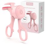 Heated Eyelash Curler with 3 Heating Modes Anti-Burn C Curl Lash Curler Fast Heat Up Within 10s Rechargeable Electric Eyelash Curler with Type-C 24 Hours Long Lasting Classical Design (Pink)