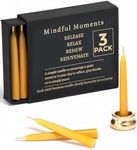 Mindful Meditation Candle Set with Mini Taper Candles - Prayer Candles with Taper Candle Holder, Relaxation Gifts for Women Stress, Serenity Prayer Gifts - 12 Beeswax Mini Yellow Candles with Holder