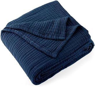 Carriediosa 100% Cotton Muslin Throw Blanket 4-Layer Pre-Washed Linen Gauze Blankets for Adults Soft Breathable Lightweight Comfort Throws for Bed and Couch, 50"X 70" Throw Size Navy Blue