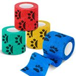 AhlsenL 4 Rolls Cohesive Bandages, Self Adherent Wrap Elastic Bandage Breathability Non-Woven Cohesive Gauze Rolls Pet Vet Tape for Animals Sport Wrist Ankle Sprain