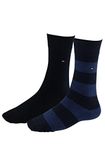 Tommy Hilfiger - Classic Mens Socks - Men's Accessories - Tommy Hilfiger Mens Socks - Signature Embroidered Logo - 2 Pack - Dark Navy - 9-11