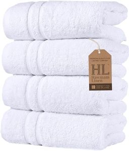 Hawmam Linen White Hand Towels for Bathroom, Set of 4, 16x29 Inch, Premium Turkish Cotton, Highly Absorbent Hotel Collection, Blissful Luxury Spa Feel, White Towels