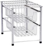 Amazon Basics 2-Tier Sliding Drawers Basket Storage Organizer, Silver