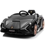 Voltz Toys 12V Ride On Car for Kids, Official Licensed Lamborghini SIAN, Battery Powered Electric Car with Remote Control, LED Lights and MP3 Player (Black)