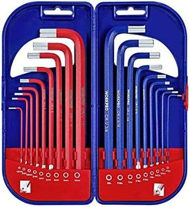 WORKPRO 18PCs - Juego de llaves hexagonales, juego de llaves Allen métricas / imperiales, juego de llaves combinadas de hexágono de brazo largo,1.5-10 mm y 1 / 16-3 / 8 pulgadas con estuche