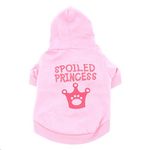 SMALLLEE_LUCKY_STORE Small Dog Spoiled Hoodie Chihuahua Clothes for Girls Crown Puppy Tee T shirt for Cat Yorkshire Toy Poodle Pink L