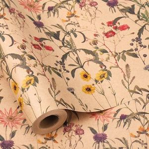 woric Floral Wrapping Paper Roll 17 Inch x 33 Feet Kraft Wildflower Gift Wrapping Paper for Women Girls, Mother's Day, Bridal Shower, Wedding, Baby Shower, Birthday, Spring Party Gifts