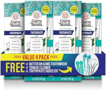 GuruNanda Hydroxyapatite Toothpaste, SLS & Fluoride Free, Whitening Toothpaste - Freshens Breath, Fights Plaque - Natural CocoMint Jasmine Neem - 4 Pack