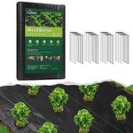 UIRWAY Weed Barrier Landscape Fabric, 3×50ft Heavy Duty 3.2oz Weed Control Barrier Landscape Fabric with 20Pcs Pegs, Weed Control Block Ground Cover Mat for Garden Weed, Patios, Farming, Driveway