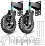 Aclastool Gate Wheel, 8 Inch Wheel Diameter, Spring-Loaded Heavy Duty Caster for Metal Tube & Wooden Gates, 700 lbs Capacity, Black, 2 Pack