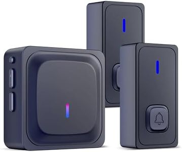 BN-LINK Wireless Doorbell with 2 Buttons, Mini Waterproof Door Bell Easy Installation, 1000Ft Range, Adjustable Volume & 58 Chimes, LED Flash, Perfect for Homes, Offices, Apartments (Black)