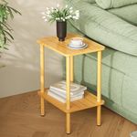 APICIZON 2 Tier Side Table, Narrow End Table with Storage Shelf, Bedside Table Nightstand for Small Spaces, Bedroom, Living Room, Entryway, Farmhouse, No-Tool Assembly, Oak, APET020