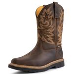 SUREWAY Men's Western Cowboy Boots-Soft Toe,Waterproof Square Toe Work Boots for Men,Extremely Comfortable Durable Proved,Superior Oil/Slip Resistant,Thicker Leather,Rubber Sole,Work Boots/Shoes With