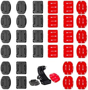 34 Piezas Adhesivos Soportes para GoPro, Flat and Curved Accesorio Casco para Gopro and a J-Shaped Base, Adecuado para Cámara de Acción GOPRO HeroSession/4/3/3+/2