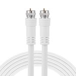 GE RG6 Coaxial Cable, 15 ft. F-Type Connectors, Double Shielded Coax, Input Output, Low Loss Coax, Ideal for TV Antenna, DVR, VCR, Satellite Receiver, Cable Box, Home Theater, White, 33603