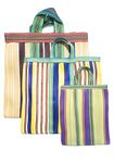 Reusable Nylon Grocery Shopping Bags with Heavy Duty Handles,Multicolor (1 Large, 1 Medium & 1 Small, Set of 3)