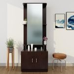 VIKI Engineered Wood|Dressing Table with Mirror and Door, Dressing Table Organizer and Storage, Vanity & Makeup Cabinet, Bedroom,180Cms(H)*70Cms(W)*40Cms(D) |1 Year Warranty, Free Assembly|Dark Wenge