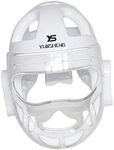 Harilla Adult Children Karate Headgear Ventilated Waterproof MMA Martial Arts Face Sport Head Guard for Taekwondo Training Sparring Boxing, White, M