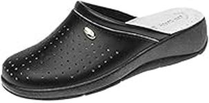 San Malo L128 Dek Leather Clog Mules Black 4 UK