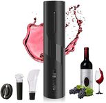 Kresal 4 in 1 Electric Wine Bottle Opener Set Battery Operated Automatic Corkscrew Cordless Cork Remover Kit Includes Vacuum Pump Stopper Foil Cutter Tool Aerator Pourer Gift for Red Wine Lover