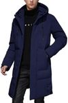 Gihuo Mens Long Puffer Jacket Winter Warm Hooded Outerwear Quilted Jacket Zip Up Padded Coats Outerwear(Navy-XL)