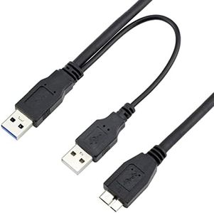 CY Power Y Cable Dual USB3.0 A Male to Micro USB 3.0 Y Cable with Extra Power for SSD HDD