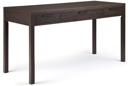 SIMPLIHOME Hollander Solid Wood 60 inch Wide Home Office Desk, Writing Table, Workstation, Study Table Furniture in Warm Walnut Brown with 2 Drawers